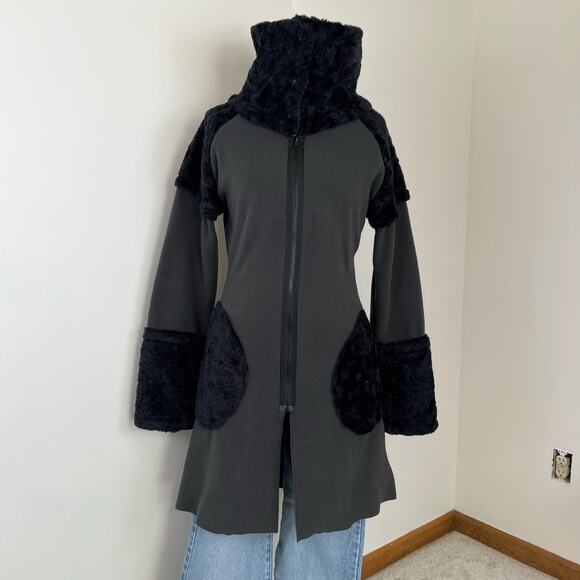 Vintage Mimdo Penny Lane Black Trim Gray Fleece Full Zip Long Jacket (Sz S) - Picture 15 of 15